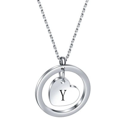 Heart-Shaped Letter Pendant Necklace